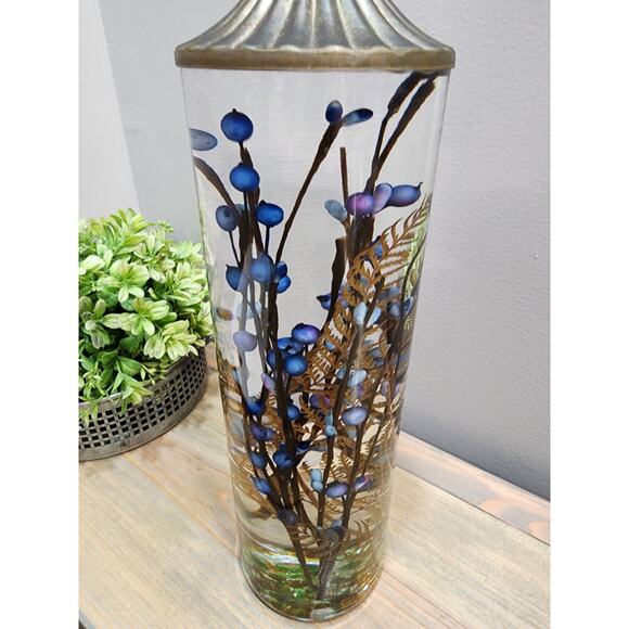 White River Blue FLORAL CYLINDER Lifetime Oil Candle 12.5" x 3.5" - Picture 3 of 12